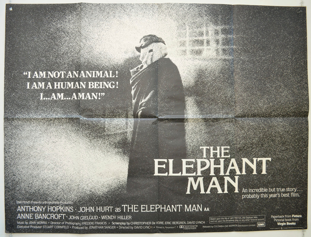 The Elephant Man  Original British Quad Poster - Film Poster - Movie Poster 