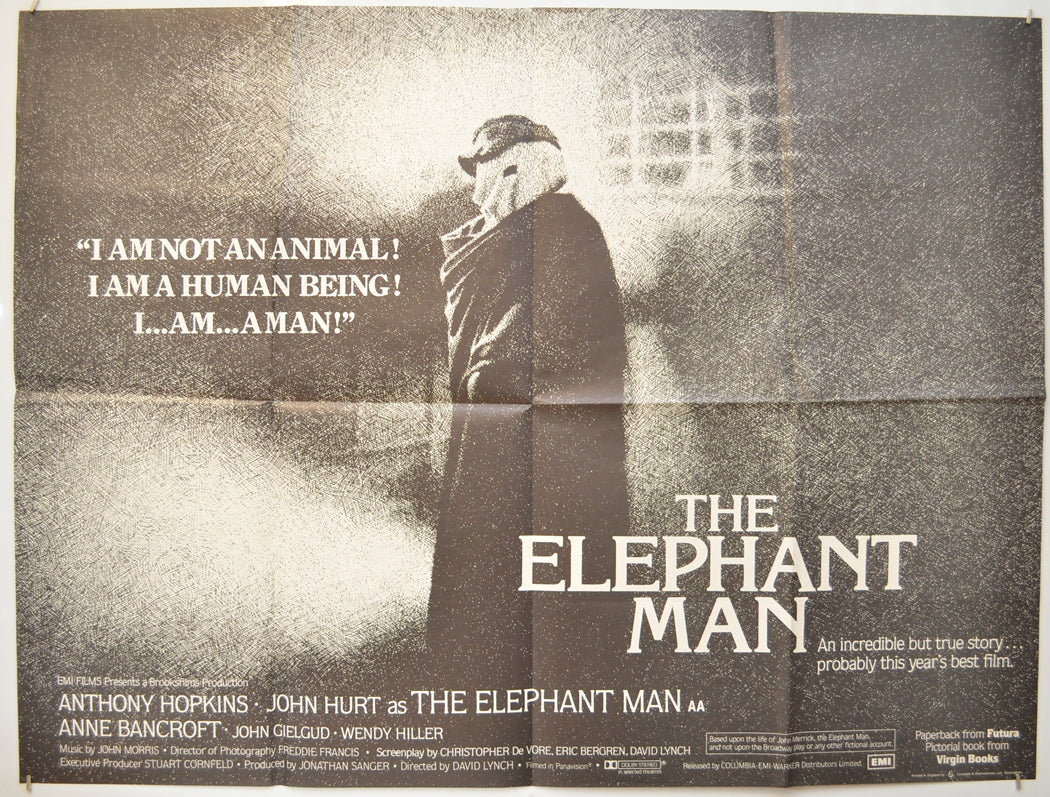 The Elephant Man Original Quad Poster - Film Poster - Movie Poster