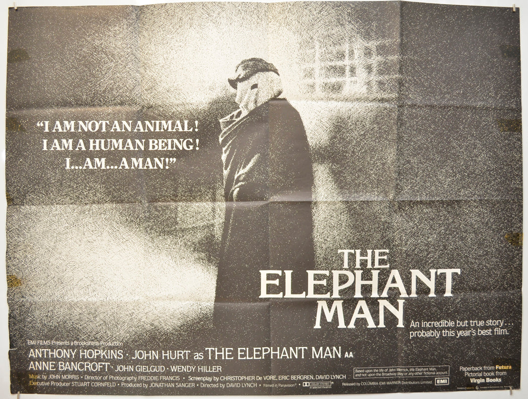 The Elephant Man Original Quad Poster - Film Poster - Movie Poster