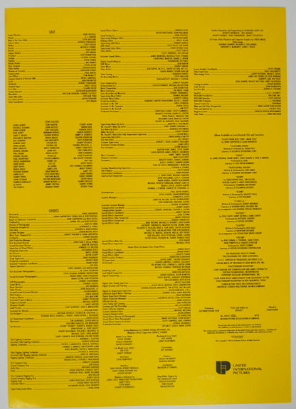 ESCAPE FROM L.A. Cinema Exhibitors Press Synopsis Credits Booklet - BACK 