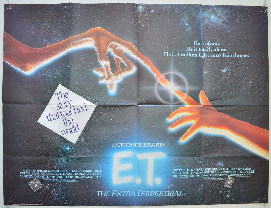 E.T. The Extra Terrestrial  Original British Quad Poster - Film Poster - Movie Poster 