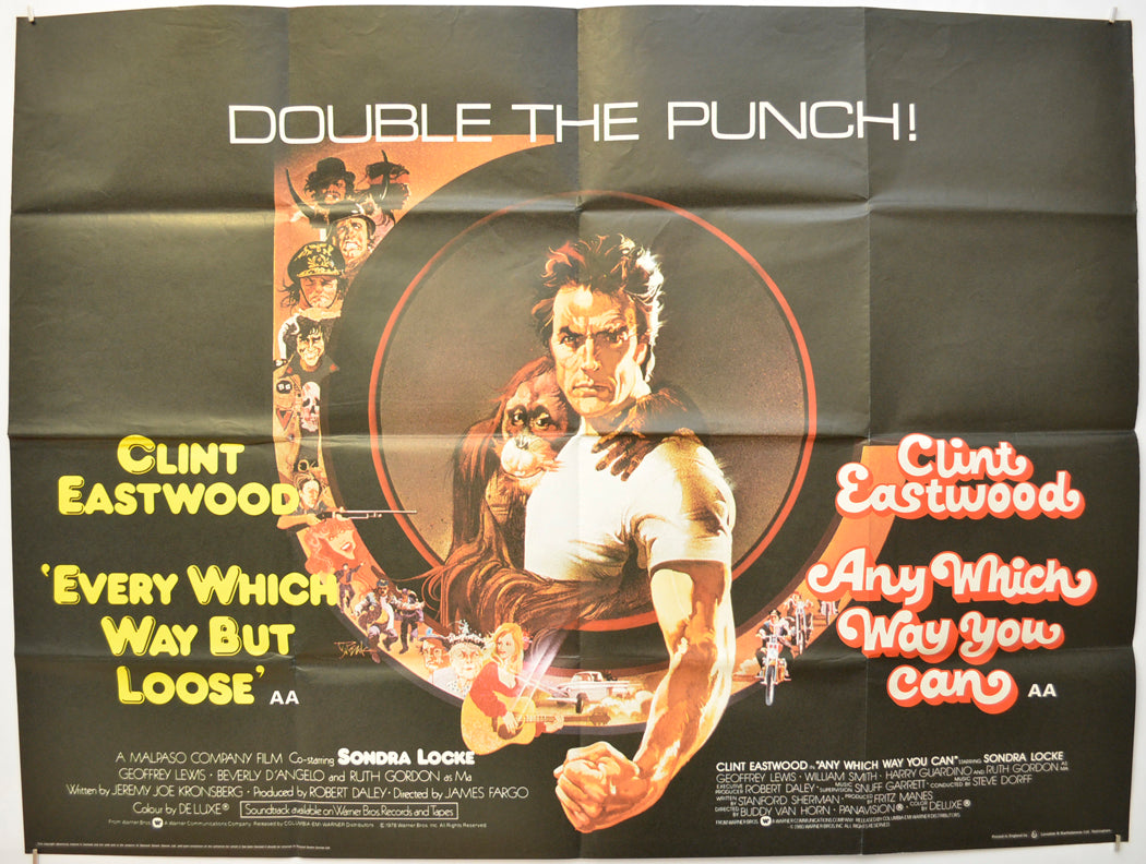 Every Which Way But Loose / Any Which Way You Can (Double Bill)  Original Quad Poster - Film Poster - Movie Poster