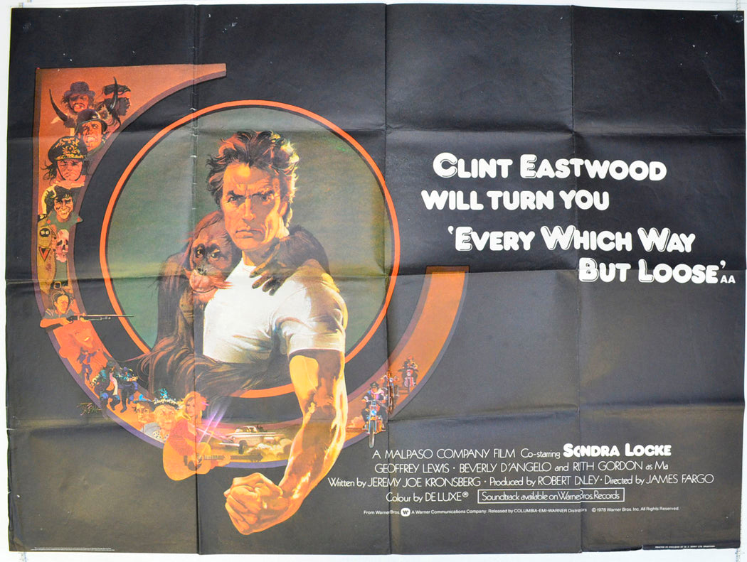 Every Which Way But Loose  Original British Quad Poster - Film Poster - Movie Poster