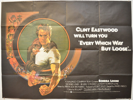 Every Which Way But Loose Original Quad Poster - Film Poster - Movie Poster  