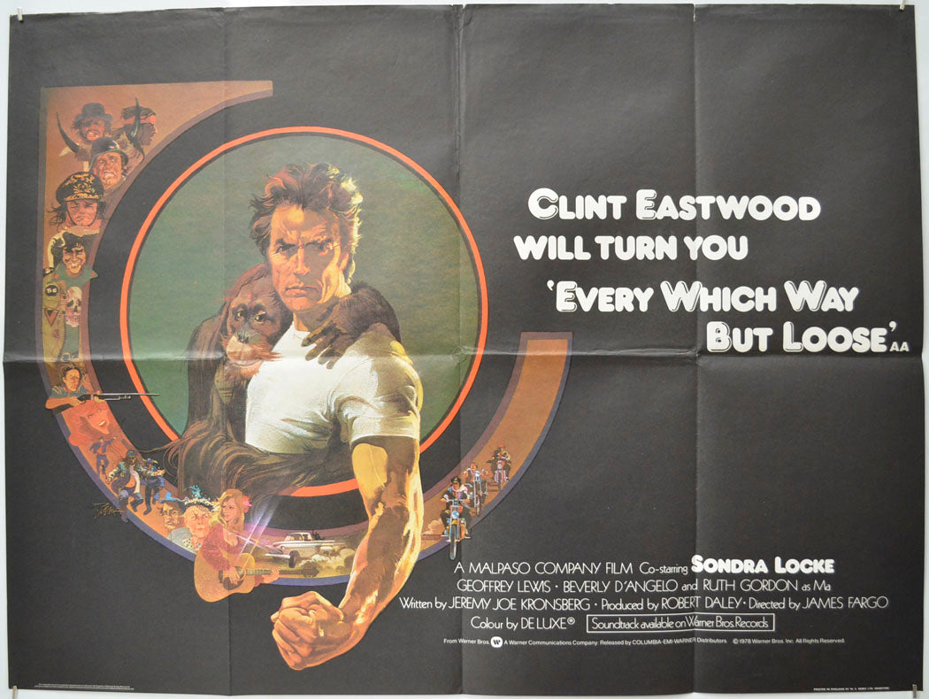 Every Which Way But Loose Original Quad Poster - Film Poster - Movie Poster