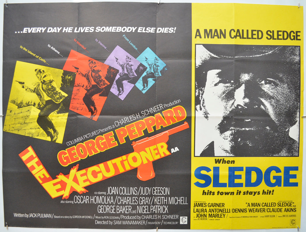 The Executioner / A Man Called Sledge (Double Bill)  Original Quad Poster - Film Poster - Movie Poster