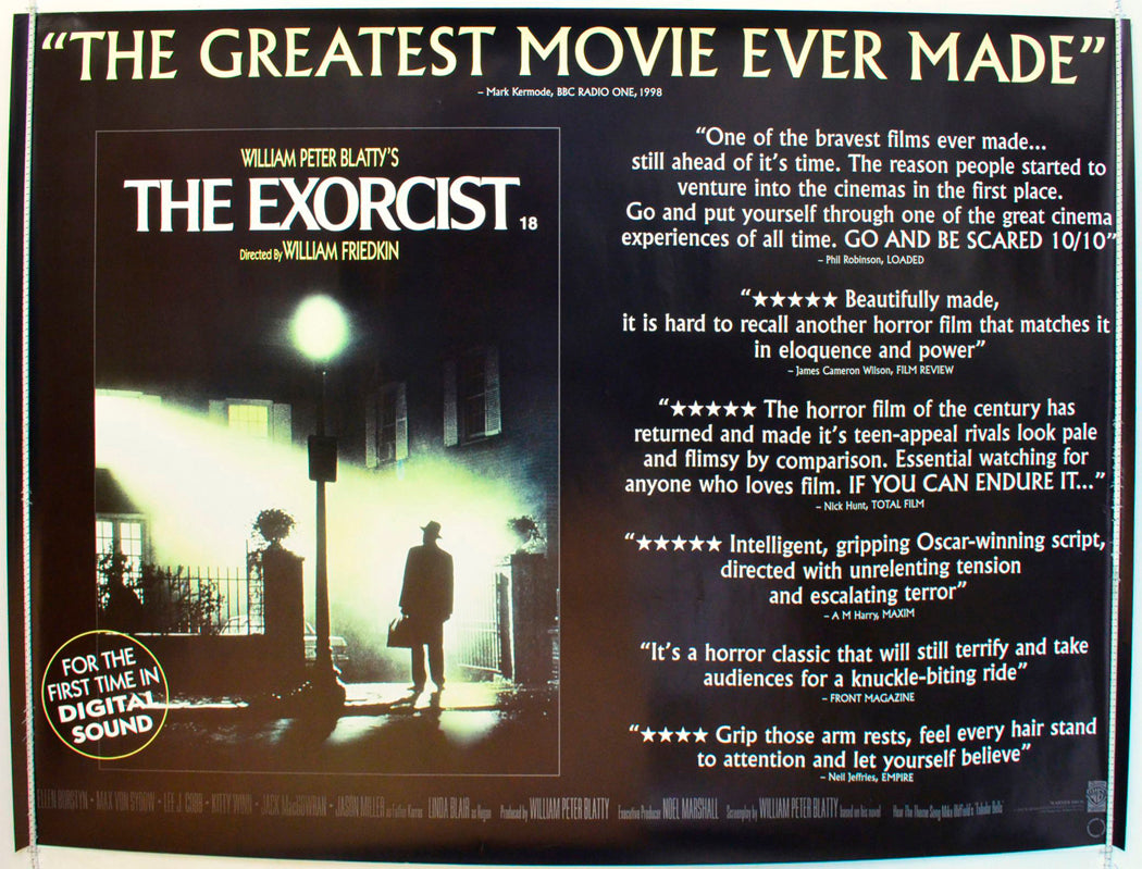 Exorcist  (1998 re-release Reviews Version)   Original British Quad Poster - Film Poster - Movie Poster 