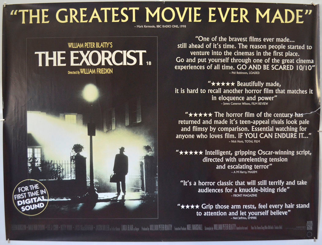 The Exorcist (1998 re-release Reviews Version) Original Quad Poster - Film Poster - Movie Poster