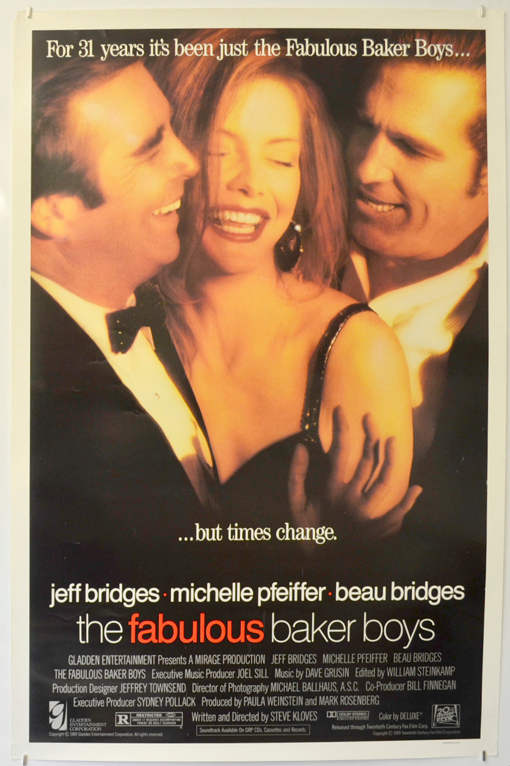 The Fabulous Baker Boys  Original One Sheet Poster - Film Poster - Movie Poster