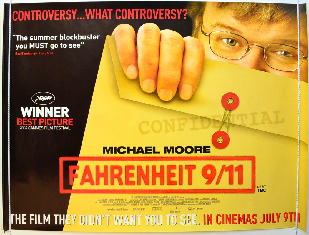 Fahrenheit 9/11  (Teaser / Advance Version)   Original British Quad Poster - Film Poster - Movie Poster 