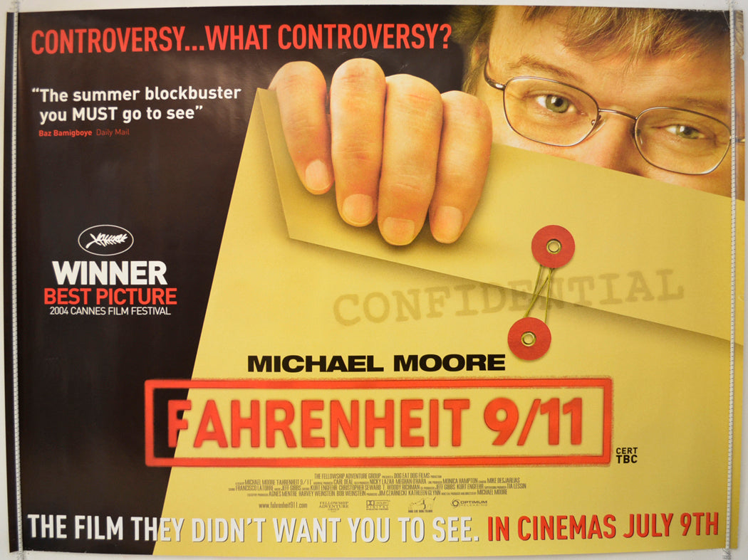 Fahrenheit 9/11  (Teaser / Advance Version)   Original Quad Poster - Film Poster - Movie Poster