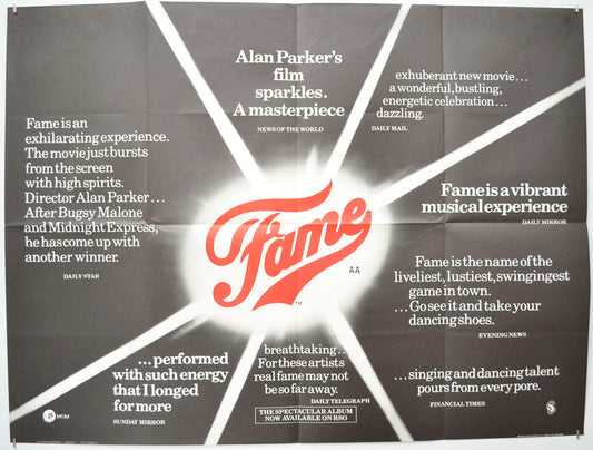 Fame (Reviews Version)  Original Quad Poster - Film Poster - Movie Poster