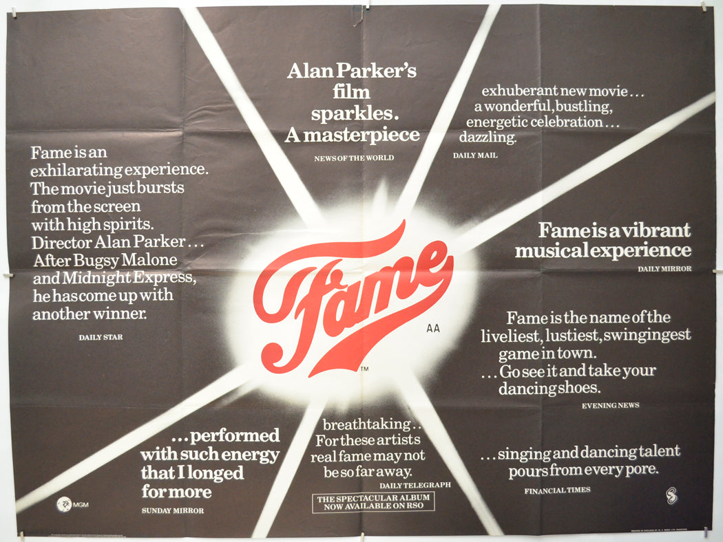 Fame  Original Quad Poster - Film Poster - Movie Poster