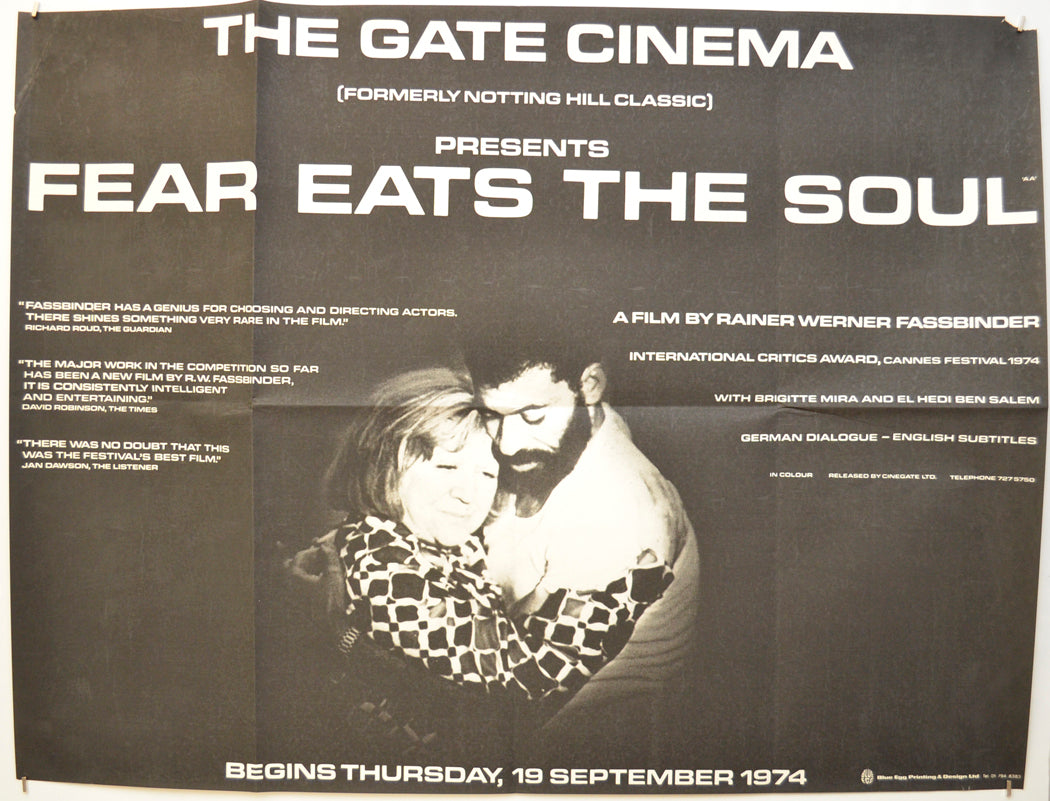 Fear Eats The Soul (a.k.a. Angst essen Seele auf) Original Quad Poster - Film Poster - Movie Poster