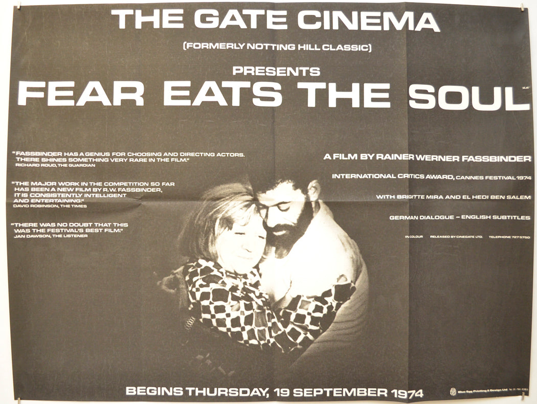 Fear Eats The Soul (a.k.a. Angst essen Seele auf) Original Quad Poster - Film Poster - Movie Poster