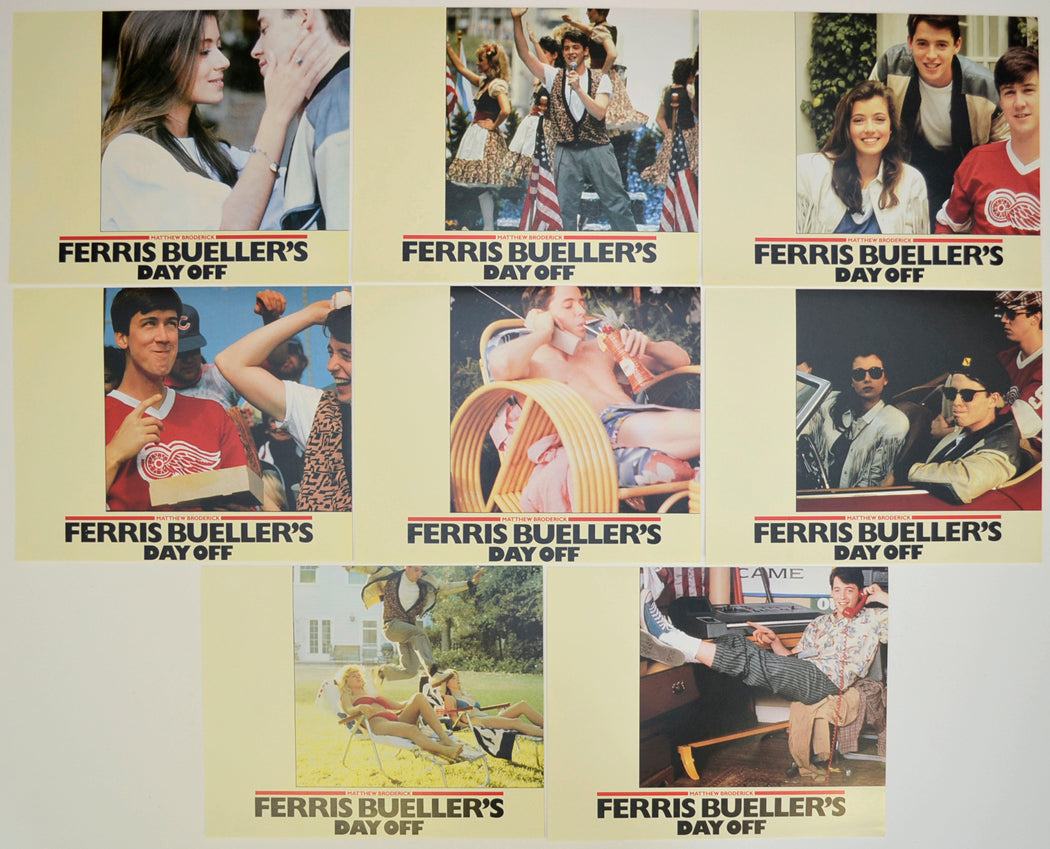 Ferris Bueller's Day Off  Set of 8 Original Lobby Cards / Colour Front Of House Stills 