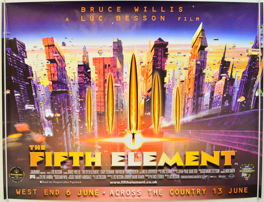 The Fifth Element Original Quad Poster - Film Poster - Movie Poster  