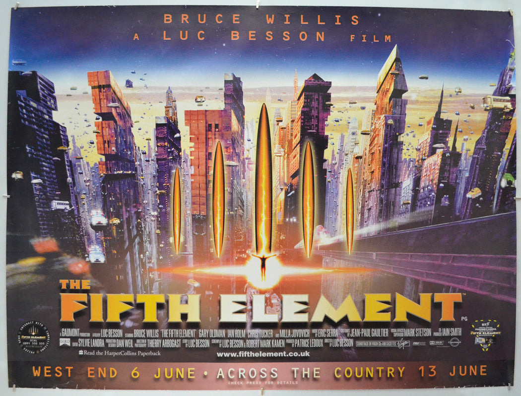 The Fifth Element Original Quad Poster - Film Poster - Movie Poster