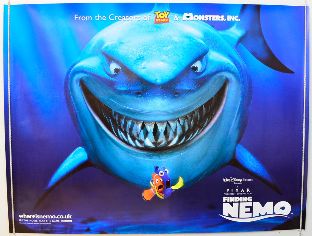 Finding Nemo  (Shark Teaser / Advance Version )   Original British Quad Poster - Film Poster - Movie Poster 