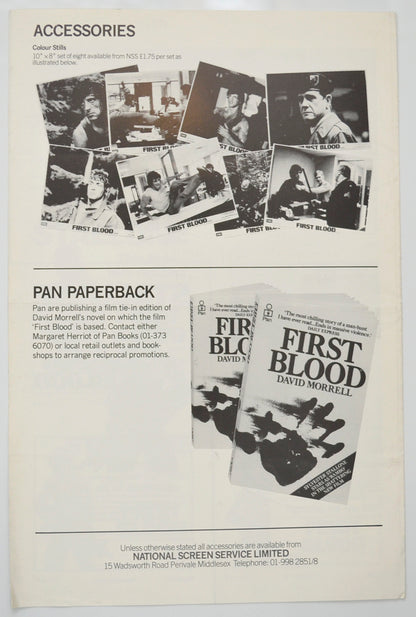 FIRST BLOOD Cinema Exhibitors Campaign Pressbook - BACK 