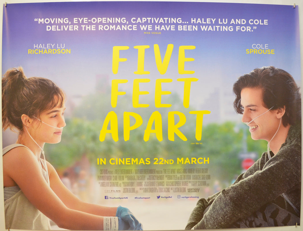 Five Feet Apart Original Quad Poster - Film Poster - Movie Poster