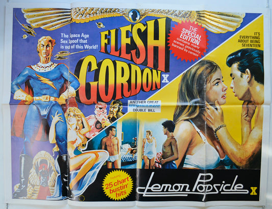 Flesh Gordon / Lemon Popsicle  (Double Bill)  Original Quad Poster - Film Poster - Movie Poster 