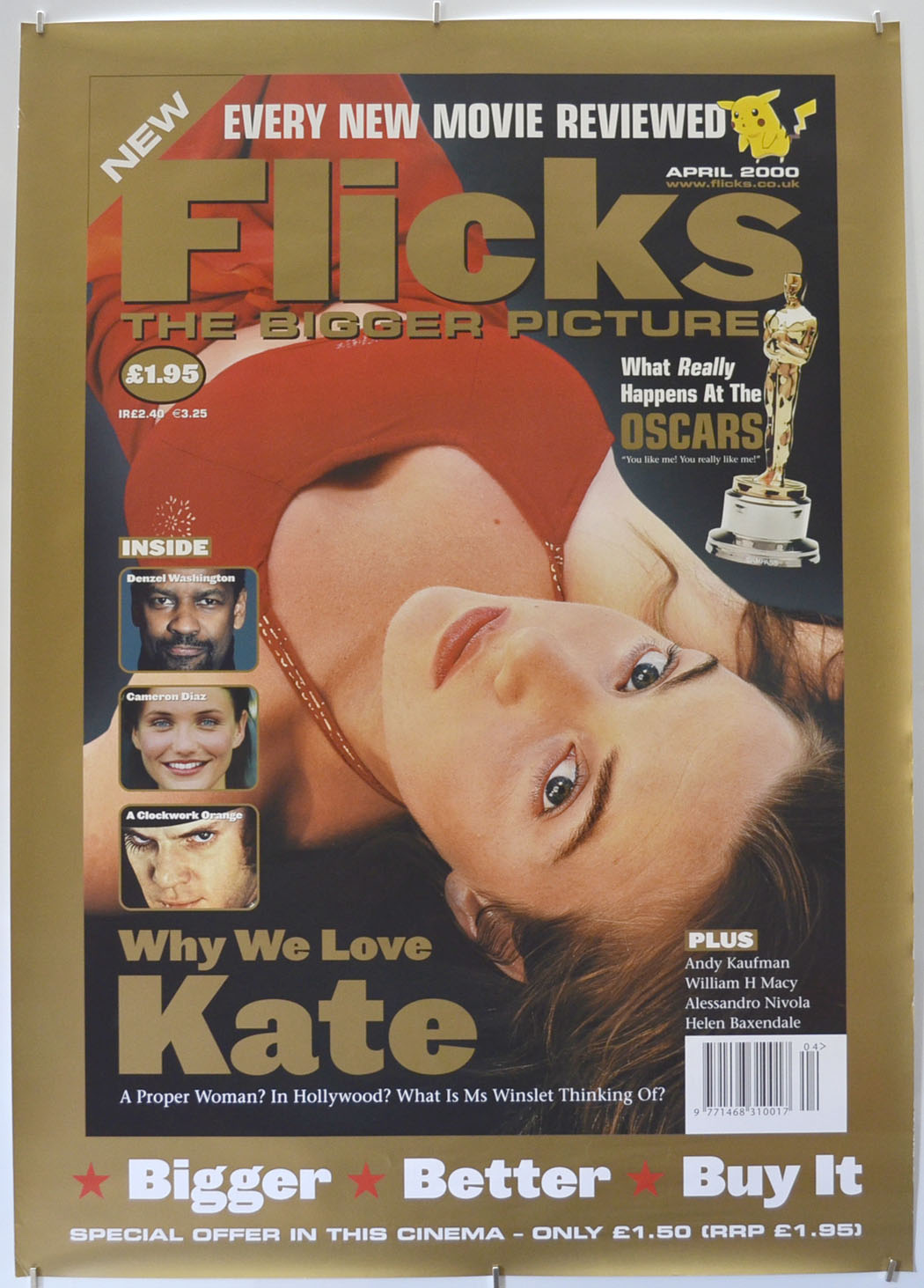 Flicks April 2000 (Cinema Advertising Poster for Flicks Magazine) Original A1 Size Poster - Film Poster - Movie Poster