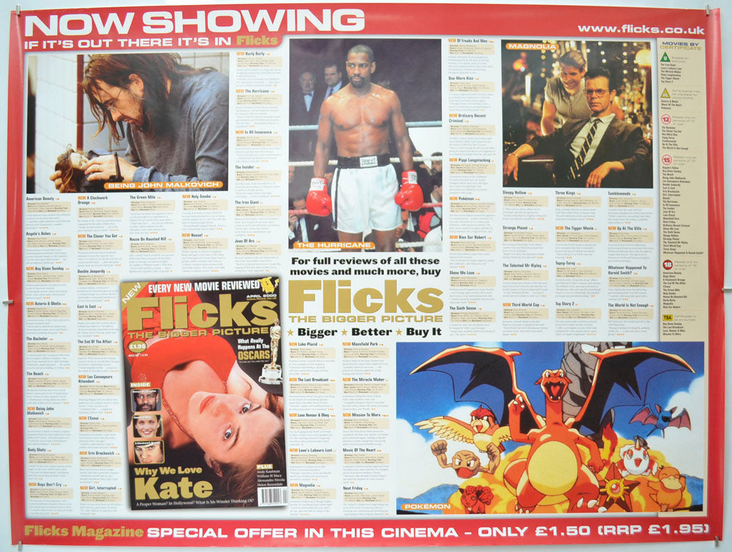 Flicks April 2000 (Cinema Advertising Poster for Flicks Magazine) Original Quad Poster - Film Poster - Movie Poster