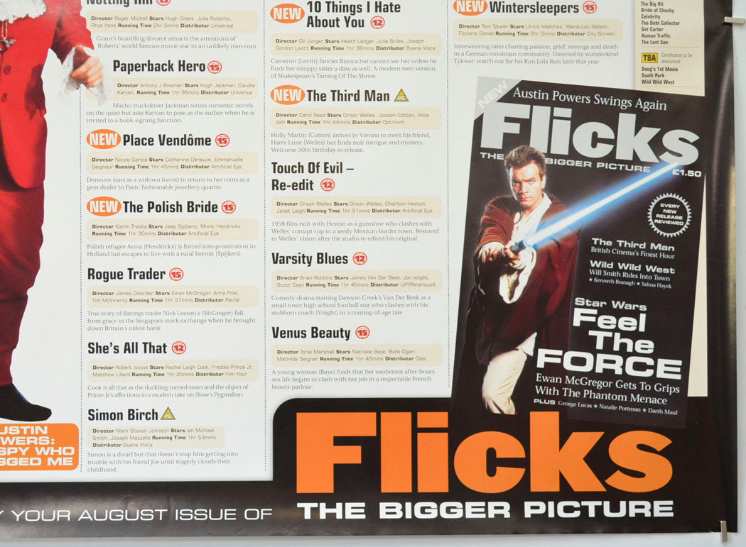 FLICKS AUGUST 1999 (Bottom Right) Cinema Quad Movie Poster 