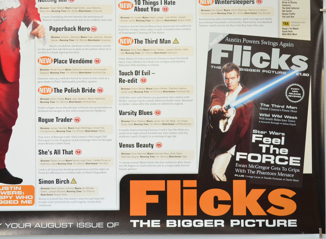 FLICKS AUGUST 1999 (Bottom Right) Cinema Quad Movie Poster 