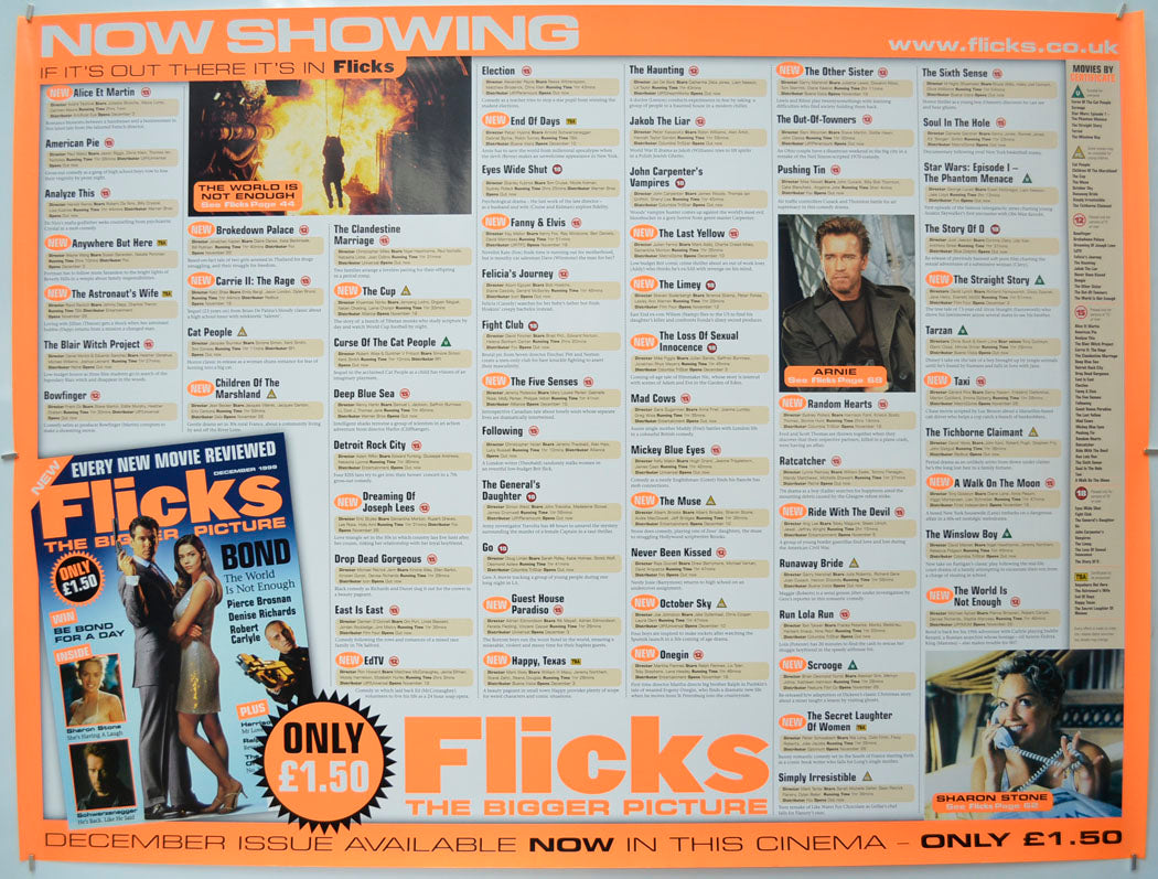 Flicks December 1999 (Cinema Advertising Poster for Flicks Magazine) Original Quad Poster - Film Poster - Movie Poster