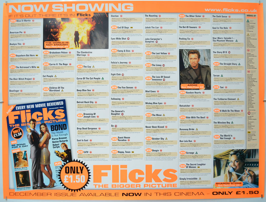 Flicks December 1999 (Cinema Advertising Poster for Flicks Magazine) Original Quad Poster - Film Poster - Movie Poster