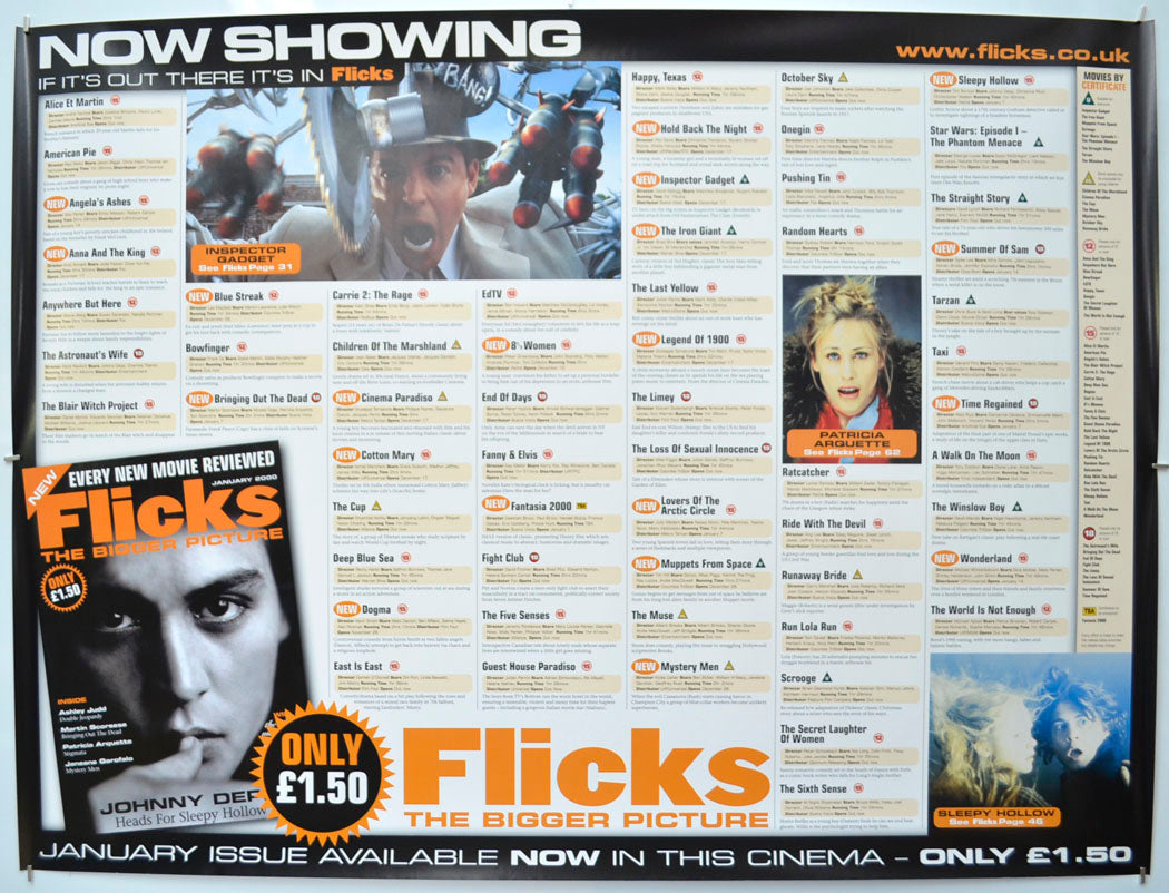 Flicks January 2000 (Cinema Advertising Poster for Flicks Magazine) Original Quad Poster - Film Poster - Movie Poster