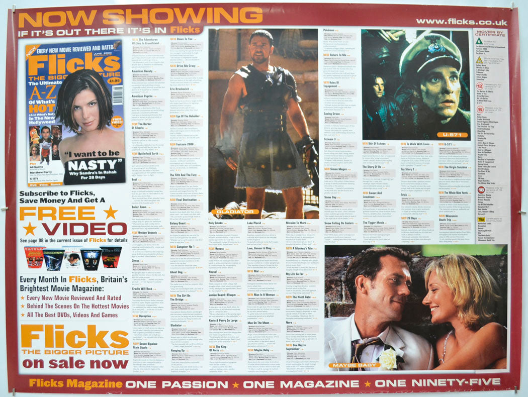 Flicks June 2000 (Cinema Advertising Poster for Flicks Magazine) Original Quad Poster - Film Poster - Movie Poster