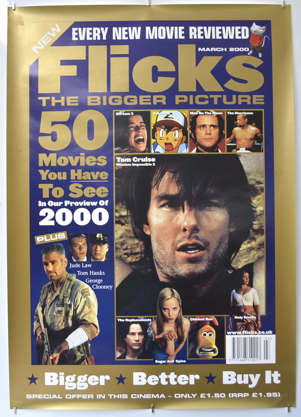 Flicks March 2000 (Cinema Advertising Poster for Flicks Magazine) Original A1 Size Poster - Film Poster - Movie Poster