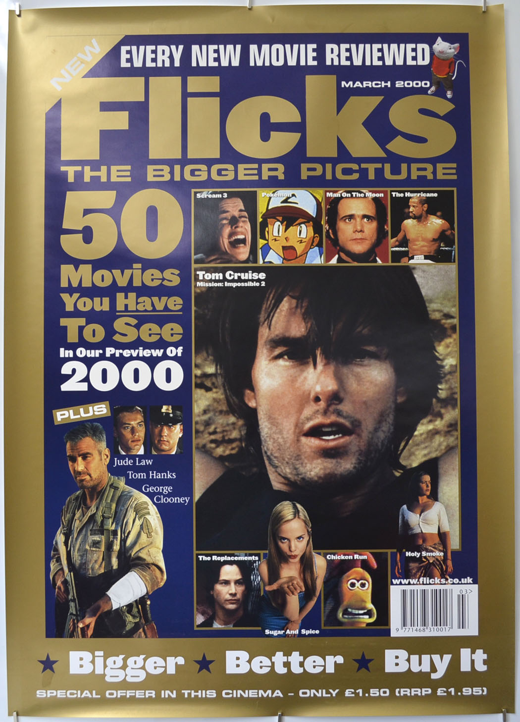 Flicks March 2000 (Cinema Advertising Poster for Flicks Magazine) Original A1 Size Poster - Film Poster - Movie Poster