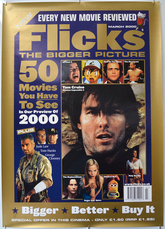 Flicks March 2000 (Cinema Advertising Poster for Flicks Magazine) Original A1 Size Poster - Film Poster - Movie Poster