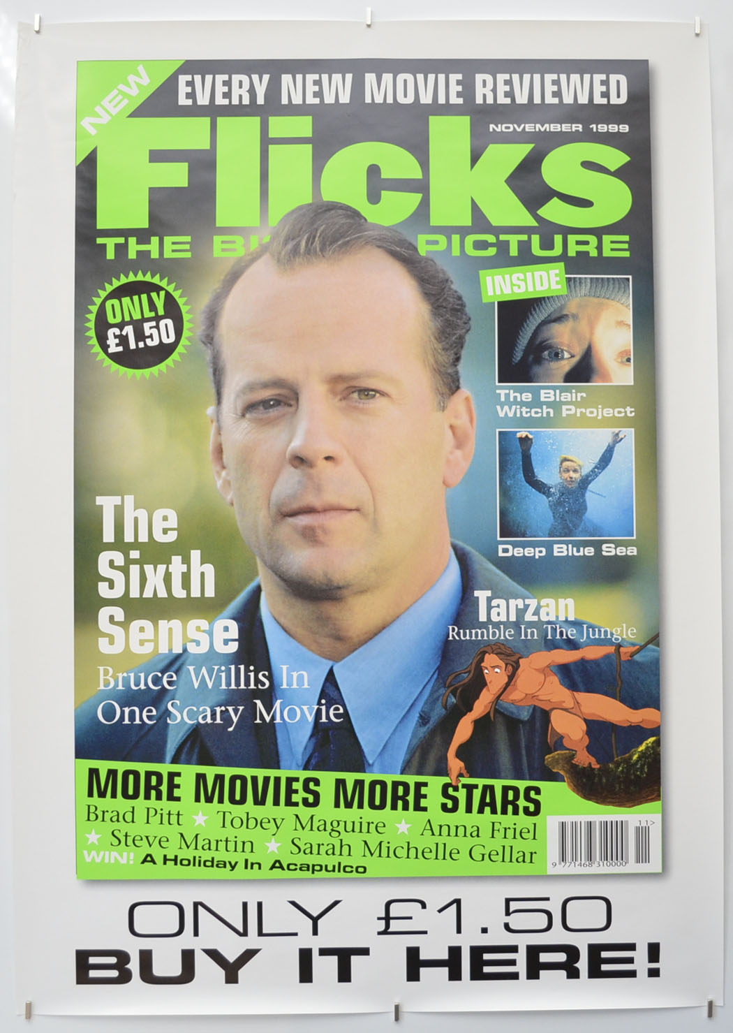 Flicks November 1999 (Cinema Advertising Poster for Flicks Magazine) Original A1 Size Poster - Film Poster - Movie Poster