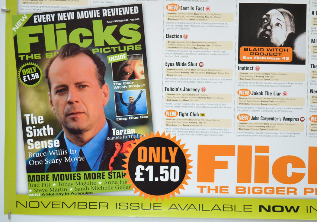 FLICKS NOVEMBER 1999 (Bottom Left) Cinema Quad Movie Poster 