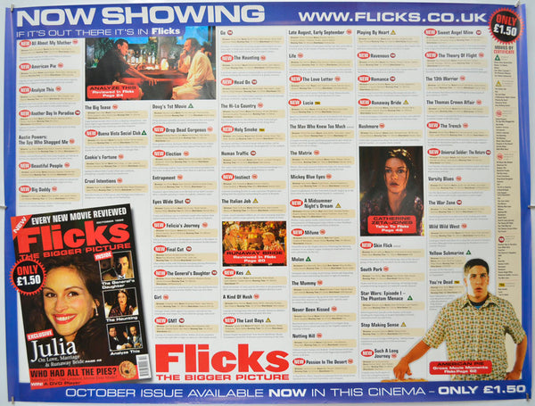 “Flicks October 1999” (Cinema Advertising Poster for Flicks Magazine ...