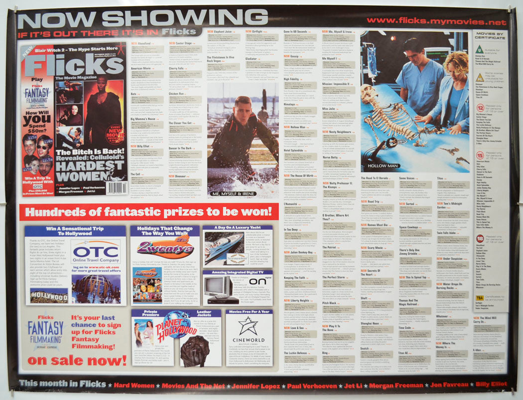 Flicks October 2000 (Cinema Advertising Poster for Flicks Magazine) Original Quad Poster - Film Poster - Movie Poster