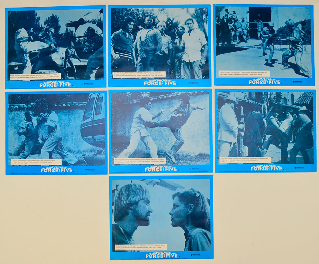 Force Five 7 Original Lobby Cards / Colour Front Of House Stills 