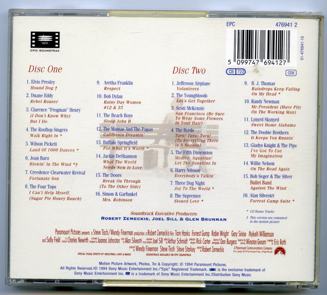 FORREST GUMP Original CD Soundtrack (back) 