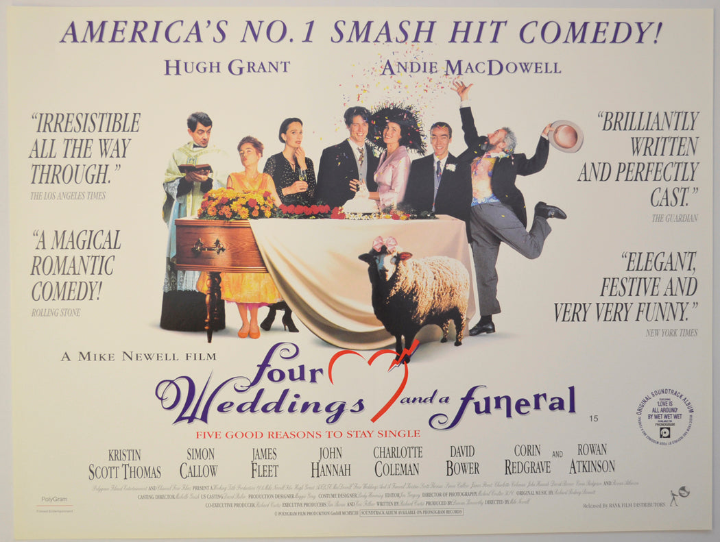 Four Weddings And A Funeral Original Mini Quad Poster - Film Poster - Movie Poster