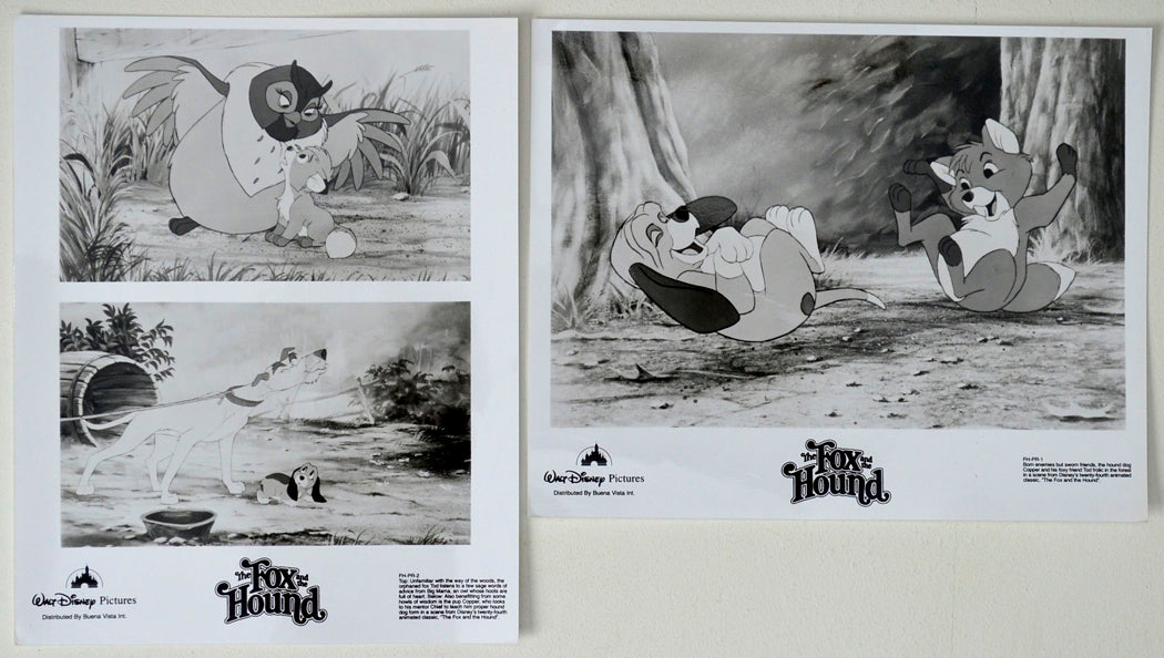 The Fox And The Hound    2 Original Cinema Front Of House (FOH) Black And White Stills – Press Stills – Movie Stills     