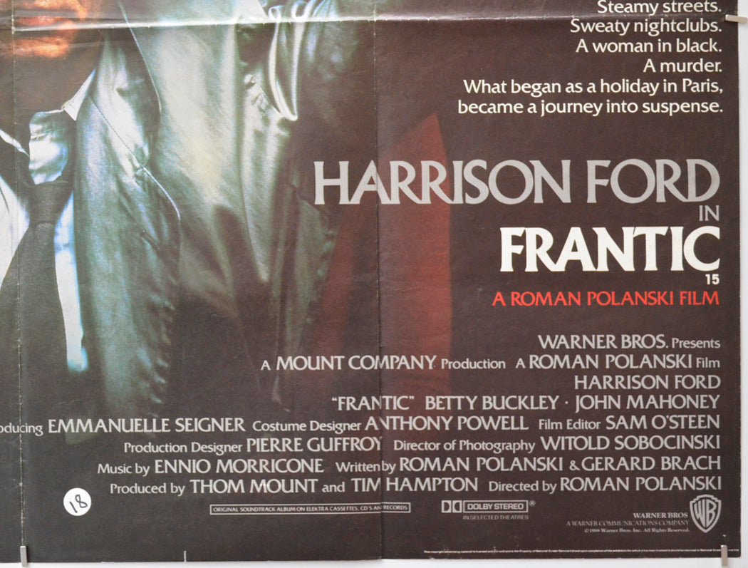 FRANTIC (Bottom Right) Cinema Quad Movie Poster 