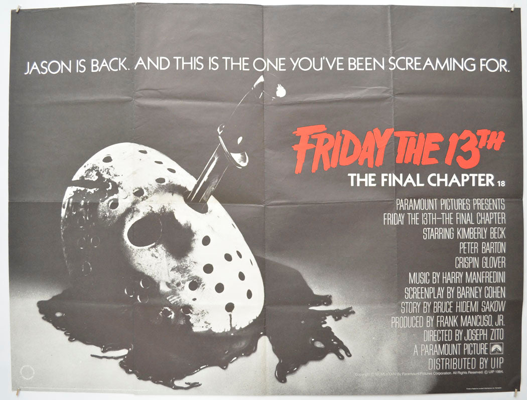 Friday 13th : The Final Chapter  Original Quad Poster - Film Poster - Movie Poster