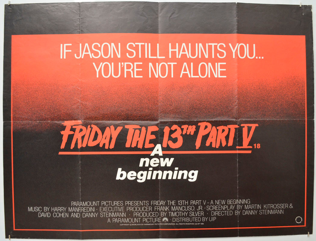 Friday The 13th Part V : A New Beginning  Original Quad Poster - Film Poster - Movie Poster