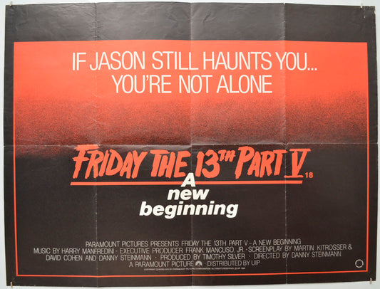 Friday The 13th Part V : A New Beginning  Original Quad Poster - Film Poster - Movie Poster