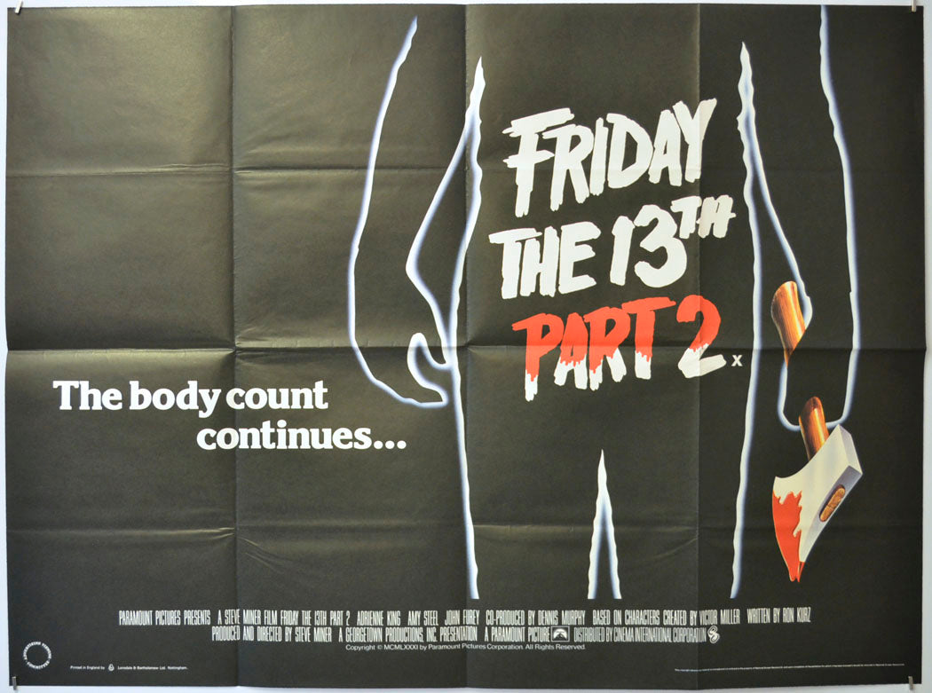 Friday the 13th Part 2 Original Quad Poster - Film Poster - Movie Poster